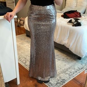 Lulus Sequin Silver Skirt